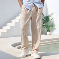 Pantalones elegantes de algodón y lino
