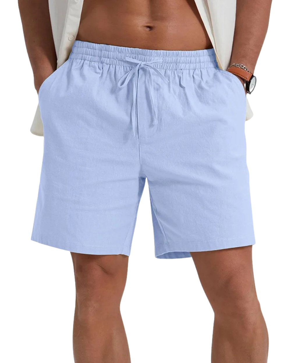 Elegantes pantalones cortos de lino