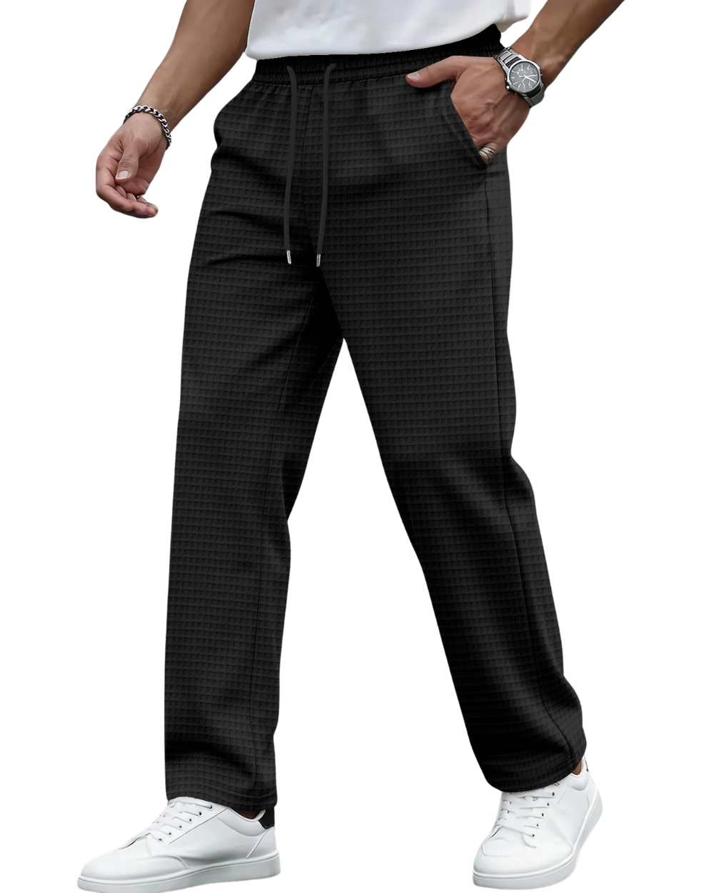 Pantalones elegantes de punto de gofre