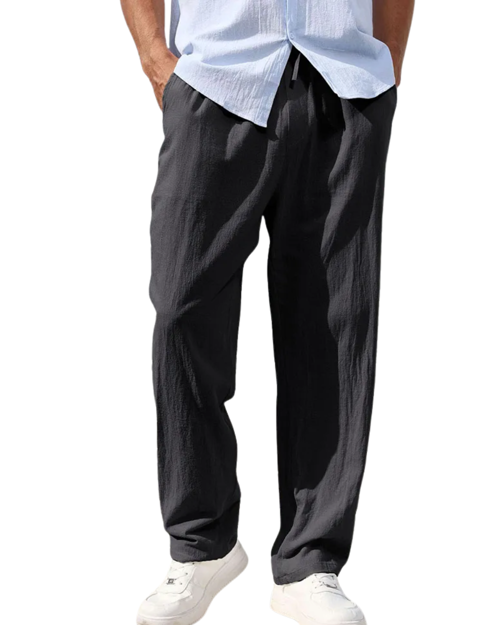 Pantalones informales de algodón y lino